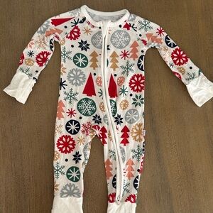 Little Sleepies Red and Green Festive Kids Footie